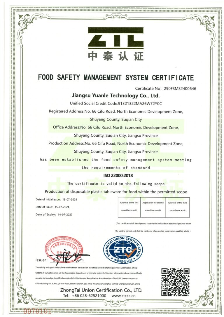 ISO 22000 certificate
